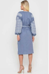 Women's embroidered dress "Bright Stars" light blue linen